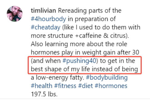 One of my Instagram posts where I mention my goal