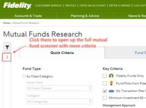 Fidelity mutual fund screener