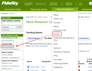 Fidelity stock screener